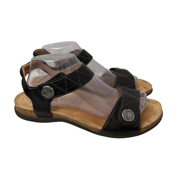 Taos Sandals Womens Size 10 Pioneer Black Leather Comfort Adjustable Strap